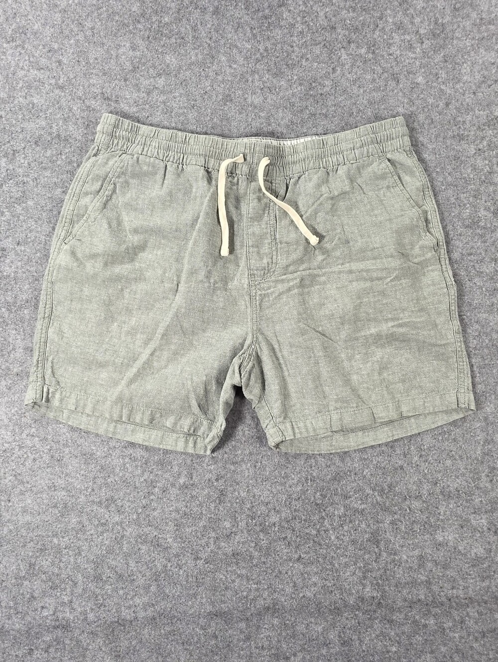 J. Crew Men's Drawstring Linen-Blend Shorts - Gray Sz XL 5" Beach Chino